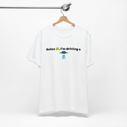 Alien Driving Unisex Tee - Fun Casual Shirt, Gifts for UFO Lovers, Quirky Humor T-Shirt, Perfect for Road Trips, Unique Birthday Present