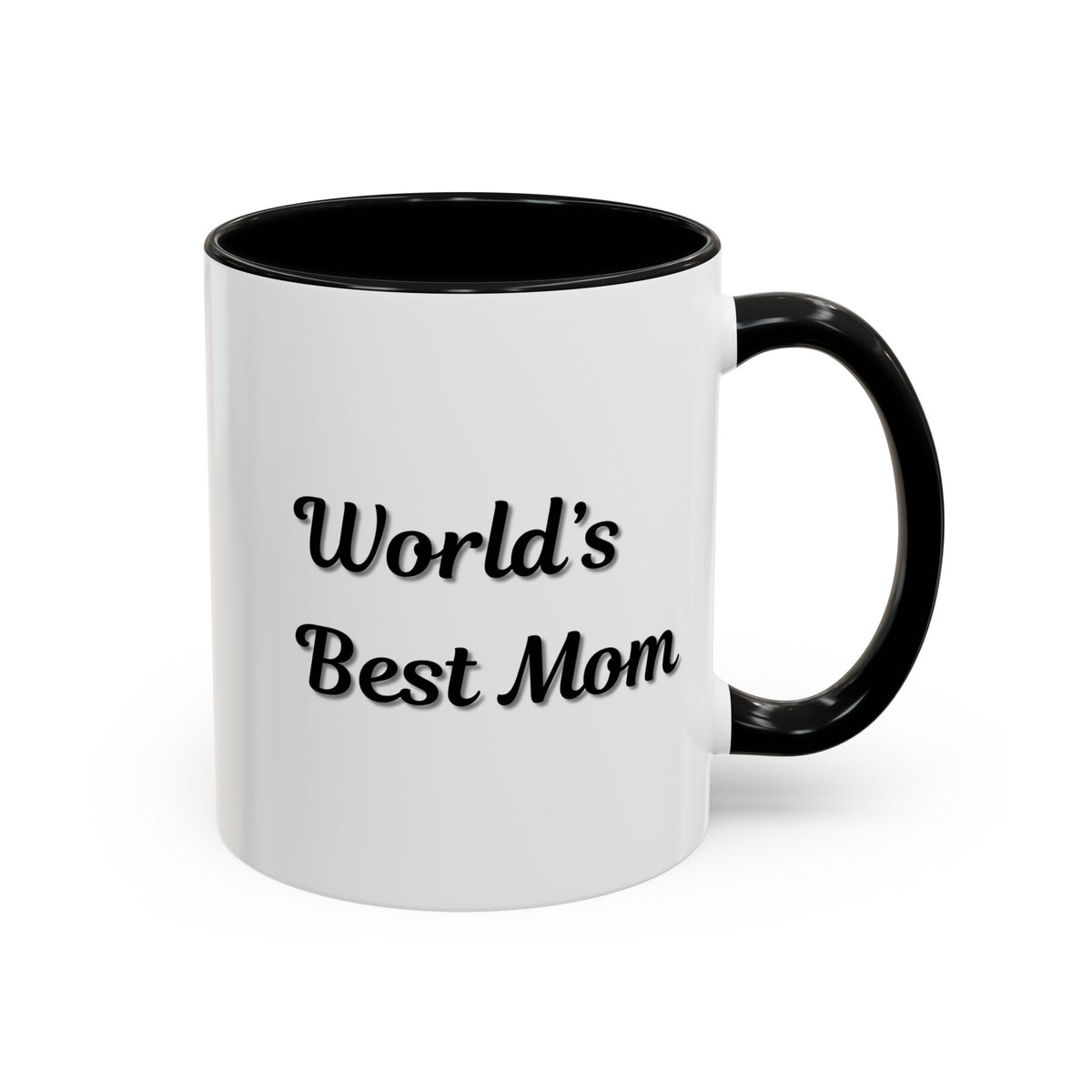 Black-Trim ceramic coffee mug with "World's Best Mom" text, ideal for Mother's Day, by Printify.