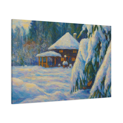 Winter Landscape Canvas Wall Art, Cozy Home Decor, Christmas Gift, Seasonal Artwork, Impressionist Style - TRV