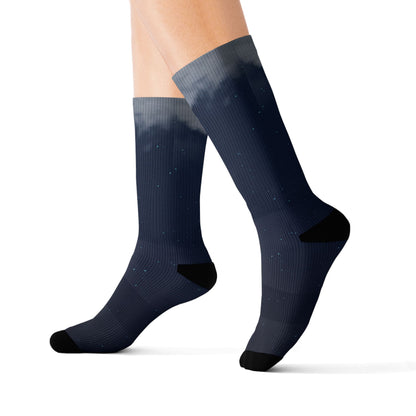 Night Sky Cloud Pattern Socks | Sublimation Crew Socks