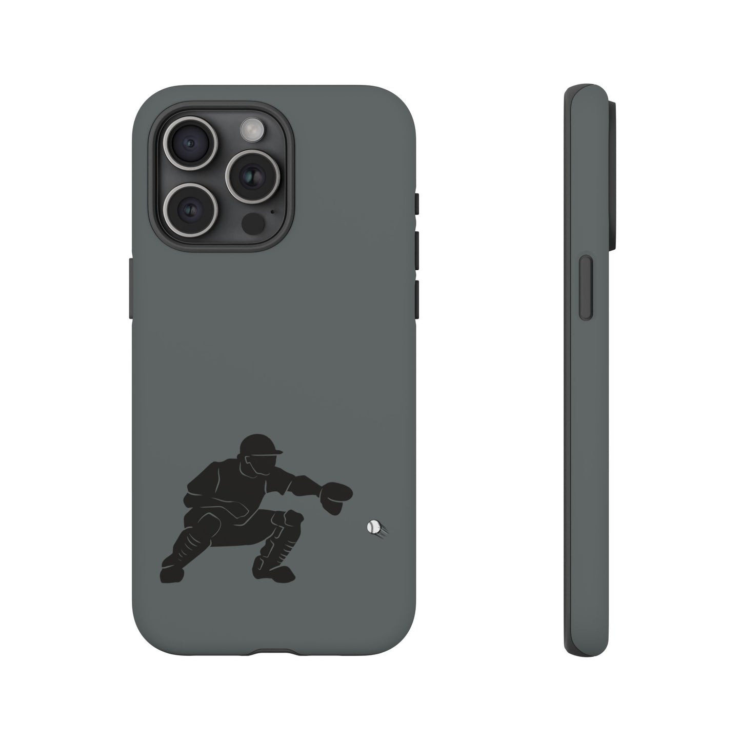 Printify baseball catcher phone case, durable protective cover for smartphones with baseball glove and catcher design.