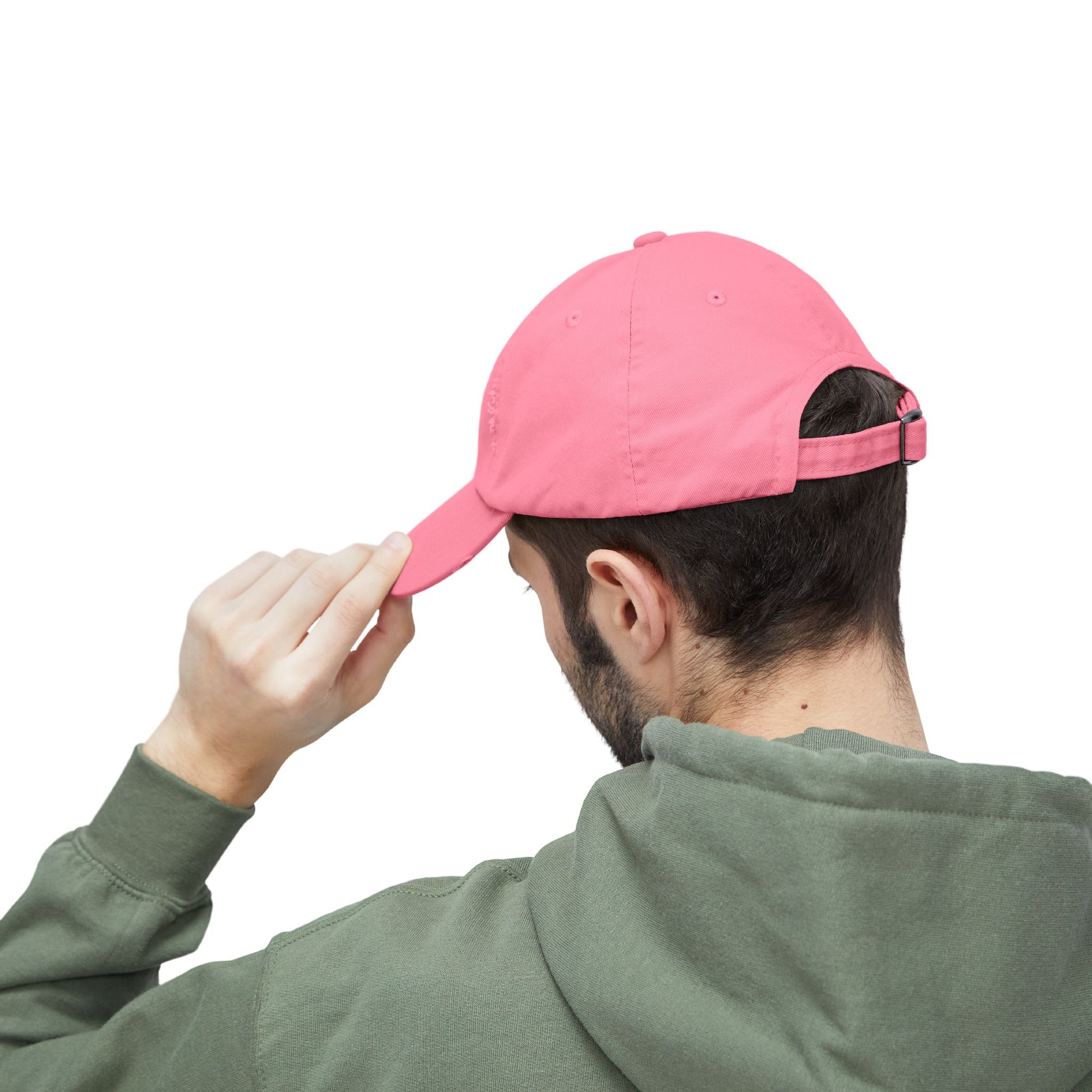 Distressed baseball cap featuring silhouette batter design, casual hats by Printify, with adjustable strap and vintage style.