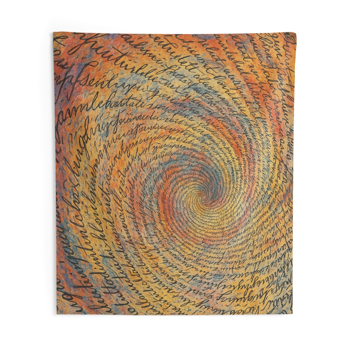 Tapestry — Spiral Script Art Wall Hanging (Handwritten Swirl, Warm Earth Tones)