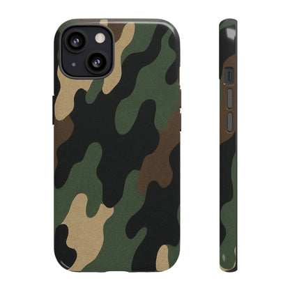Military green camo tough phone case by Printify, rugged protective cover designed for durability and style.