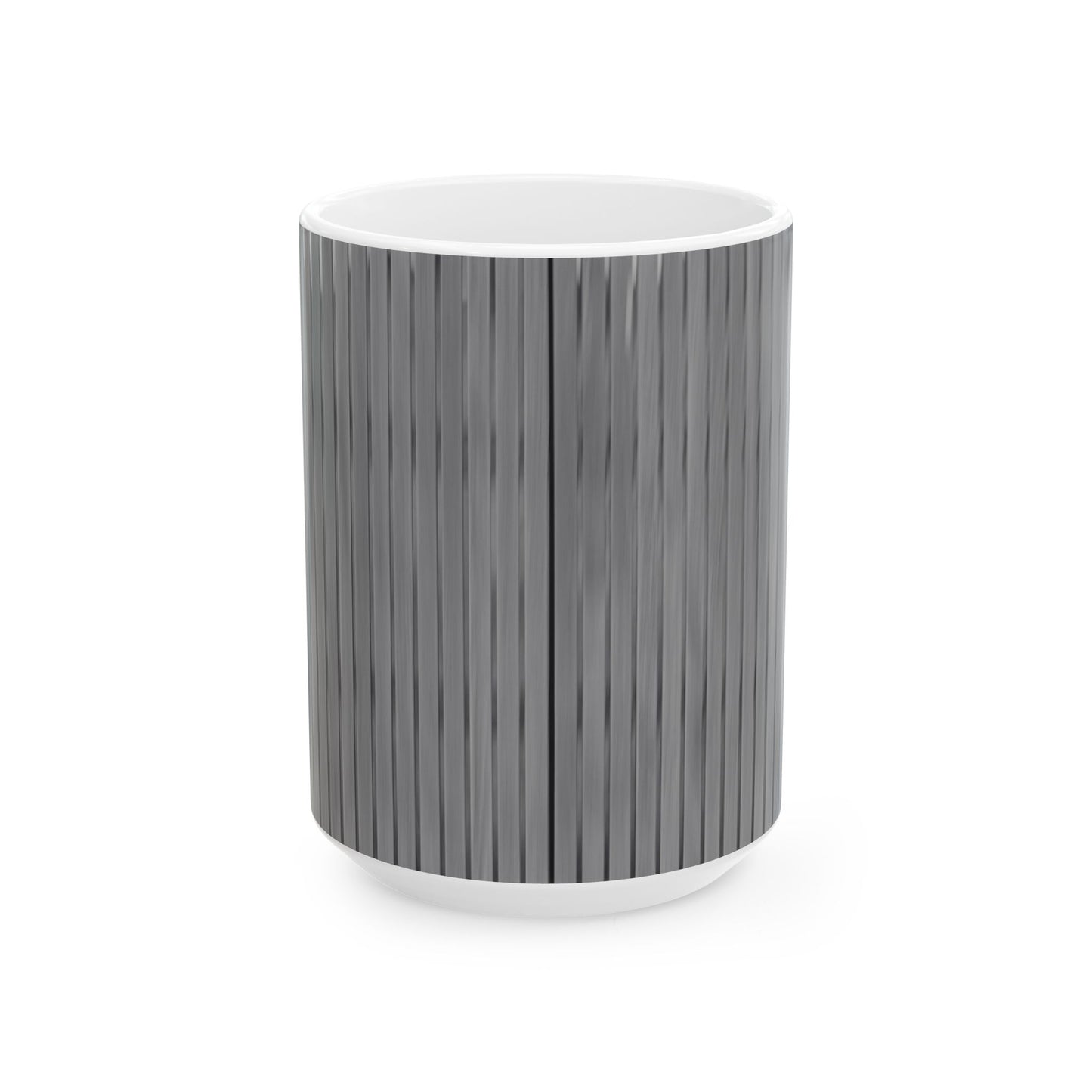 Gray Vertical Stripe Ceramic Mug — Modern Minimalist Coffee Cup (11oz, 15oz)
