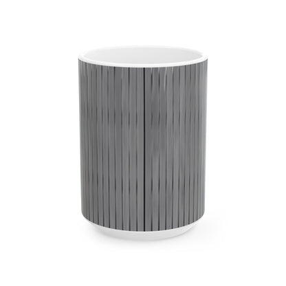 Gray Vertical Stripe Ceramic Mug — Modern Minimalist Coffee Cup (11oz, 15oz)