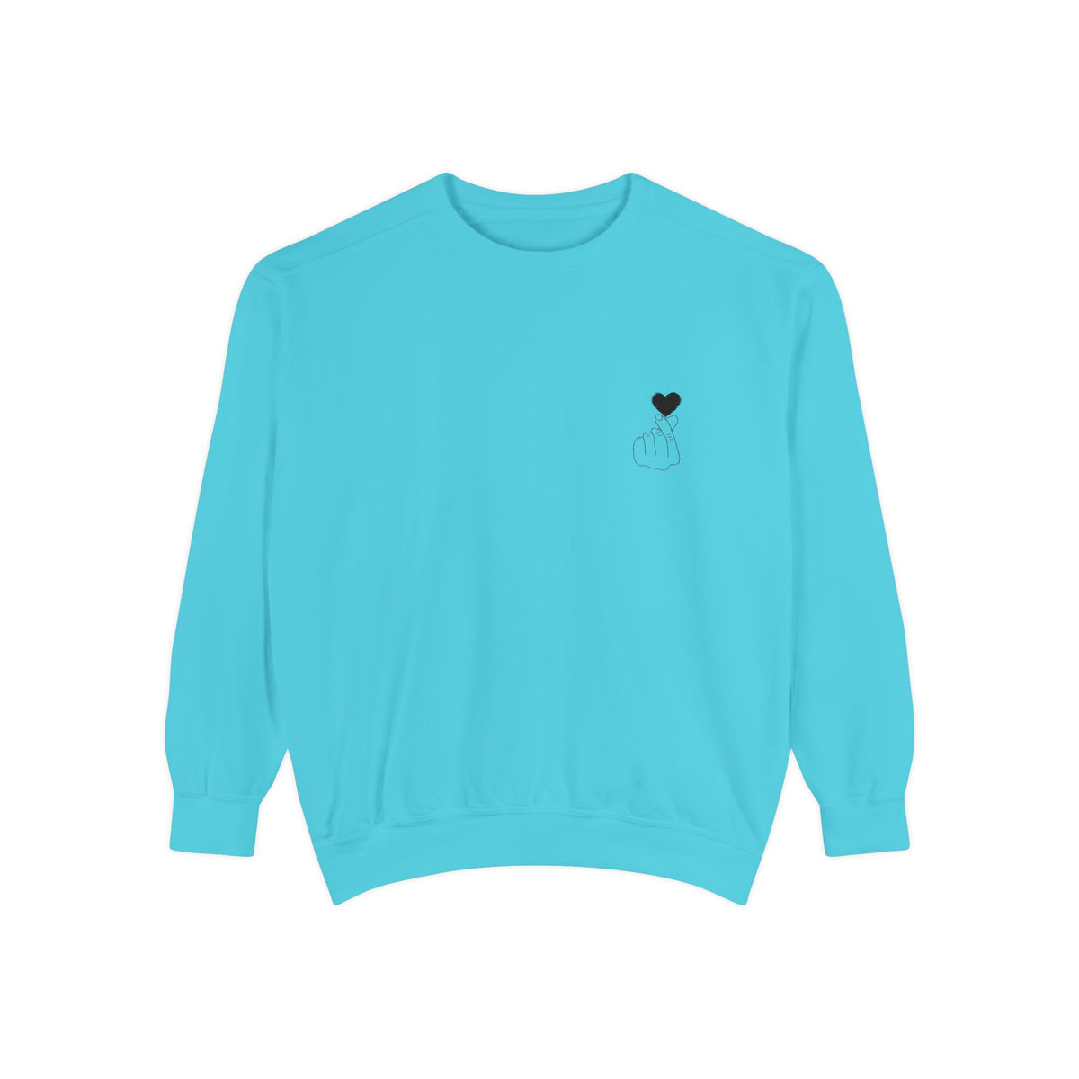 Unisex garment-dyed sweatshirt by Printify featuring a heart design, cozy and stylish casual wear for all.