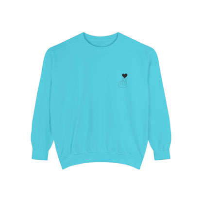 Unisex Garment-Dyed Sweatshirt with Heart Design - Cozy & Stylish