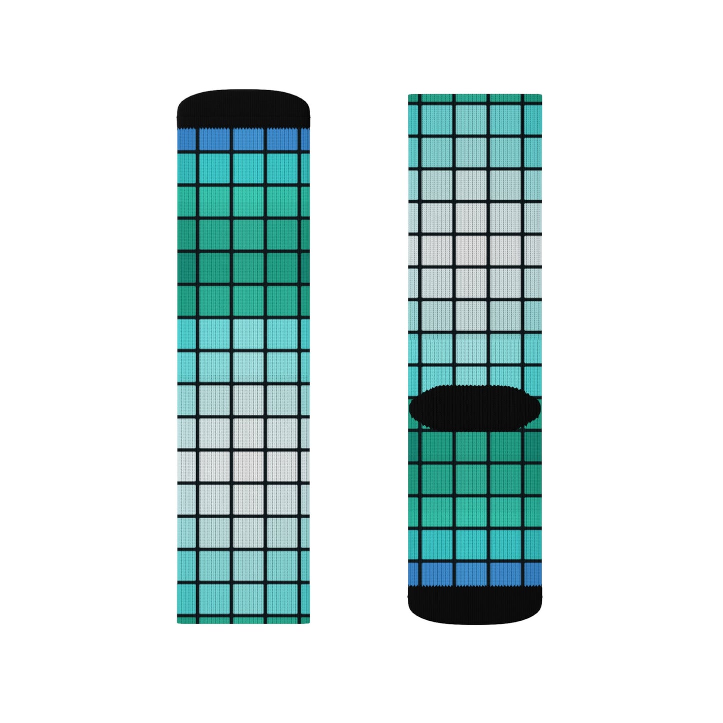 Teal Gradient Grid Socks | Sublimation Patterned Socks