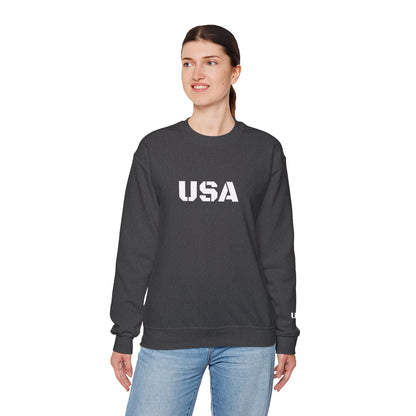 Printify USA crewneck sweatshirt featuring patriotic design, cozy fit, perfect for all seasons and casual wear.