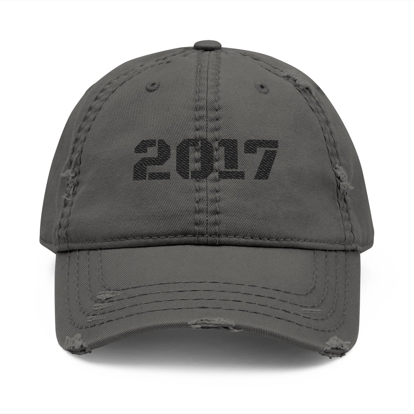 Distressed Dad Hat with 2017 Embroidery, Vintage Style Cap for Dads, Casual Everyday Wear, Perfect Gift for Father's Day, Trendy [...] - TRV