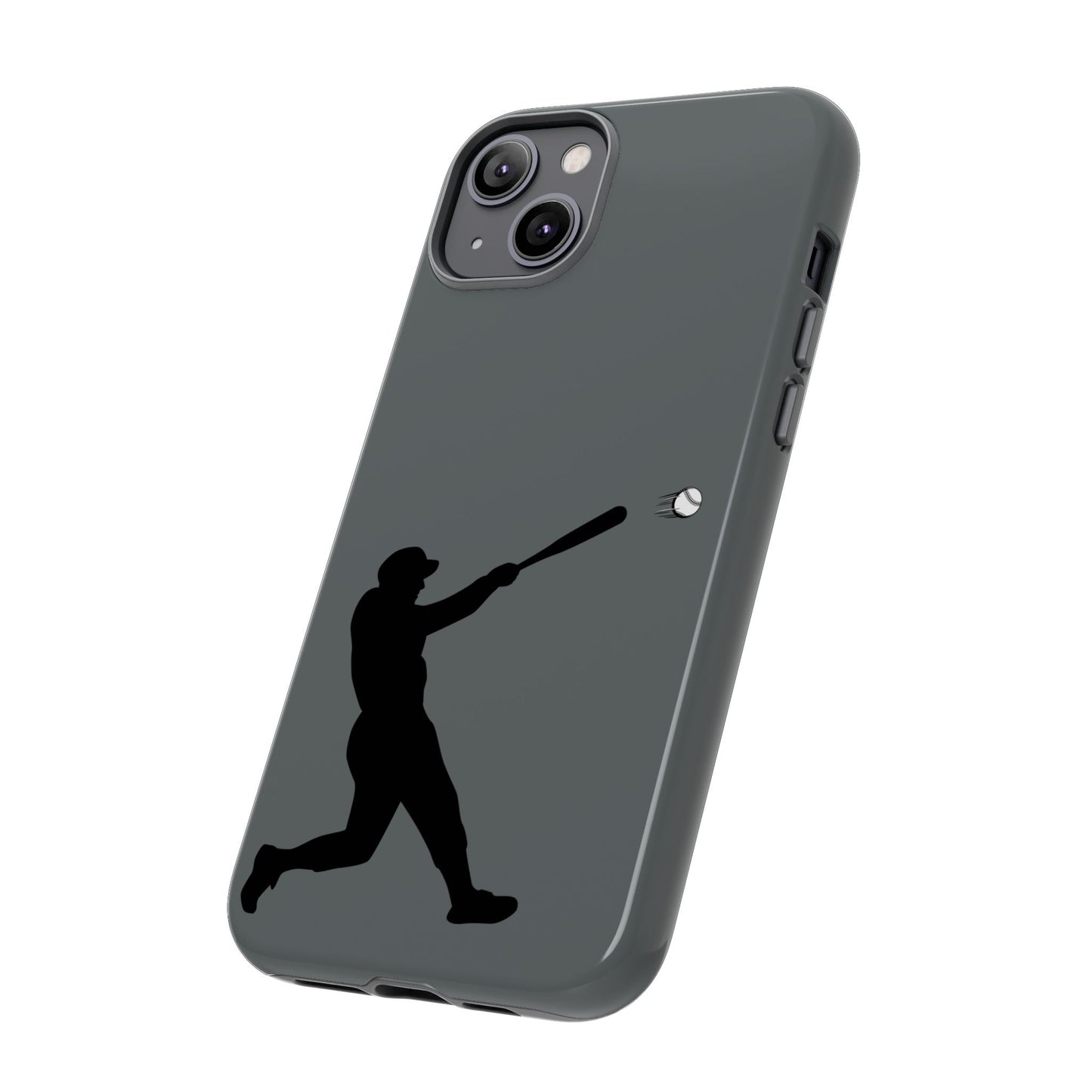 Printify baseball batter phone case, tough protective smartphone cover featuring a baseball player design for fans.