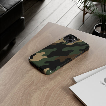 Rugged military green camo phone case by Printify protecting a smartphone with a tough, durable design.