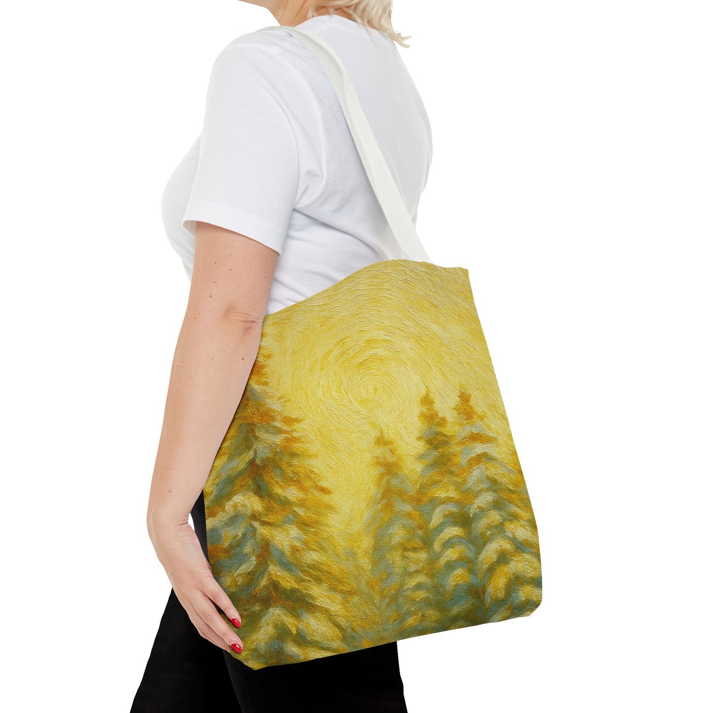 Eco-friendly canvas tote bag featuring an artistic abstract design, ideal for beach or everyday carrying, by Printify.