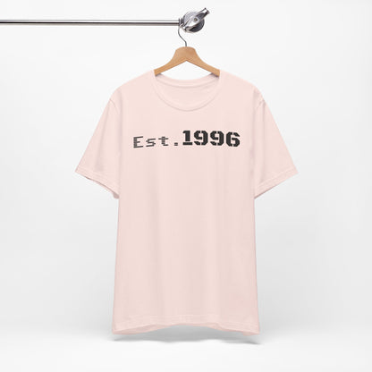 Unisex Jersey Tee - 'Est. 1996' Graphic Shirt, Birthday Gift, Casual Wear, Vintage Style, Retro Fashion, Gift for Him/Her - TRV