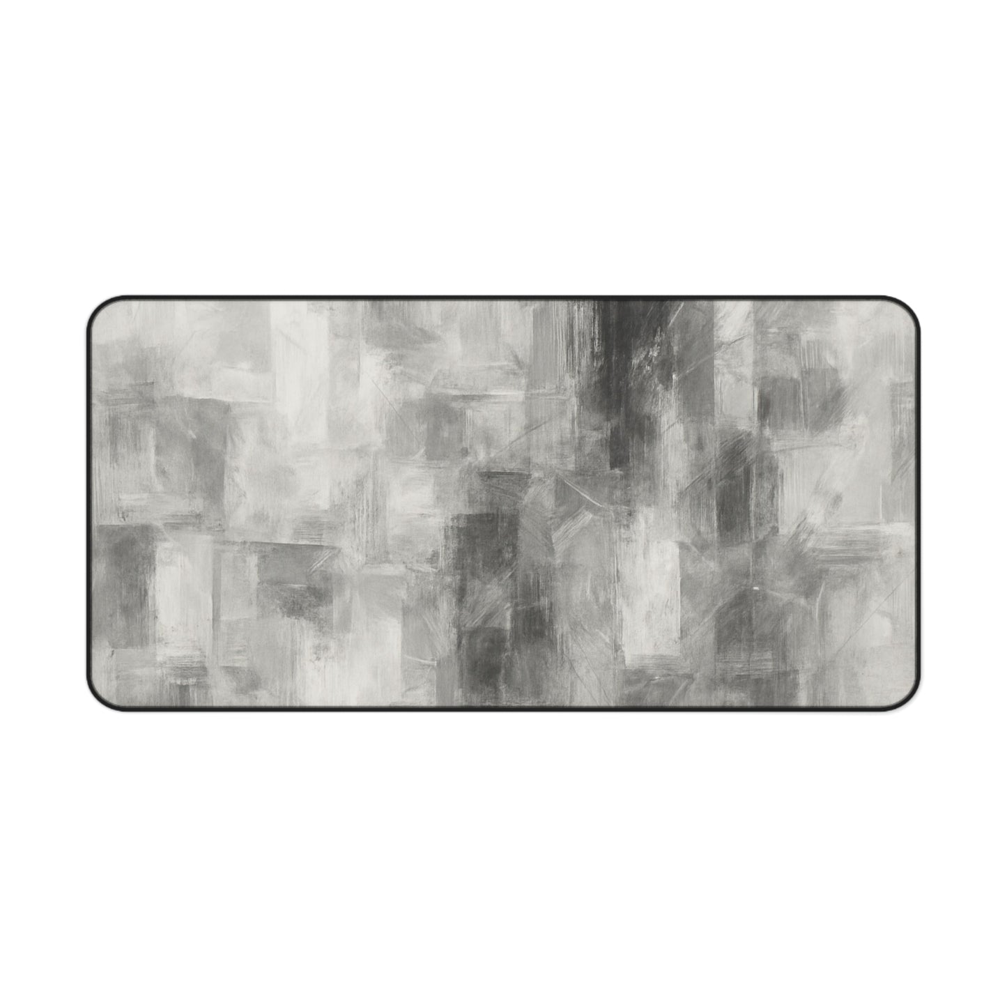 Abstract gray brushstroke desk mat by Printify, modern neutral office desk pad with artistic design and soft surface.