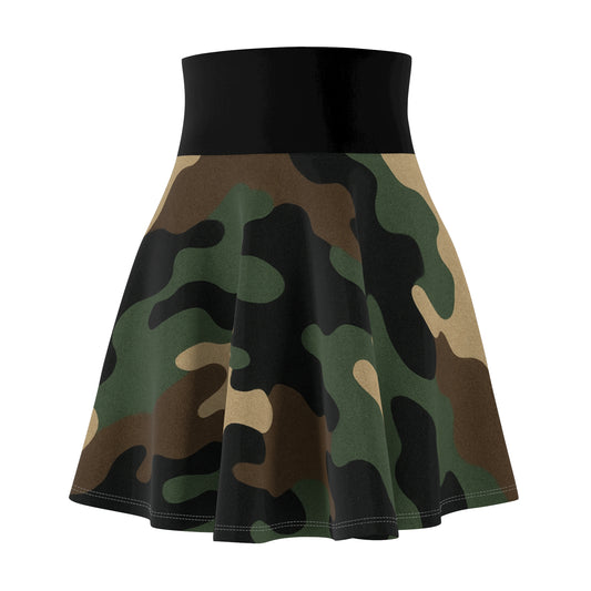 Camo skater skirt with all-over print, casual chic style, perfect for parties and festivals, made by Printify.