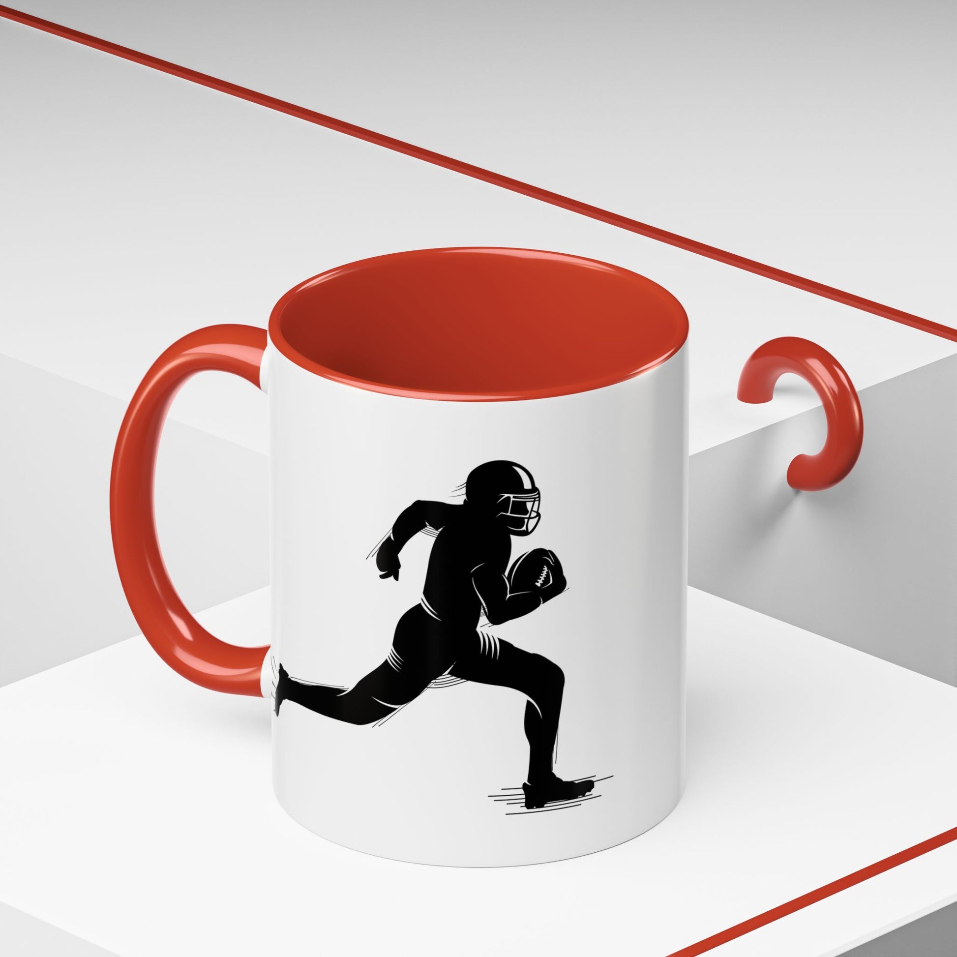 Football Player Themed Accent Coffee Mug, Sports Fan Gift, Unique Mug for Athletes, Coffee Lover, Game Day Essential - TRV