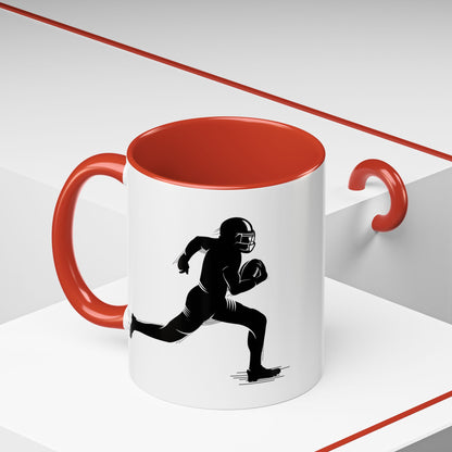 Football Player Themed Accent Coffee Mug, Sports Fan Gift, Unique Mug for Athletes, Coffee Lover, Game Day Essential - TRV