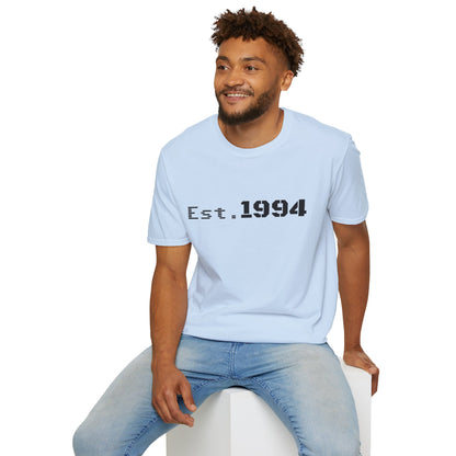 Vintage 1994 Est. graphic T-shirt by Printify featuring bold print and classic fit, perfect for casual wear.