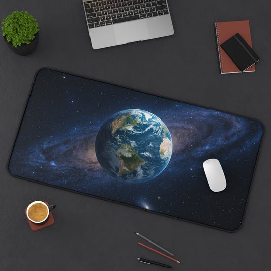Earth in Galaxy desk mat featuring a space-themed planet design, ideal for mousepads and desk accessories.