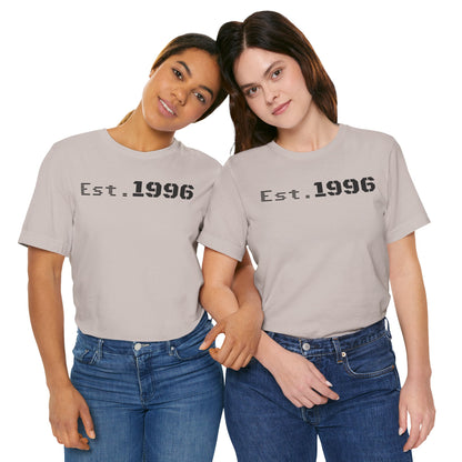 Unisex Jersey Tee - 'Est. 1996' Graphic Shirt, Birthday Gift, Casual Wear, Vintage Style, Retro Fashion, Gift for Him/Her - TRV