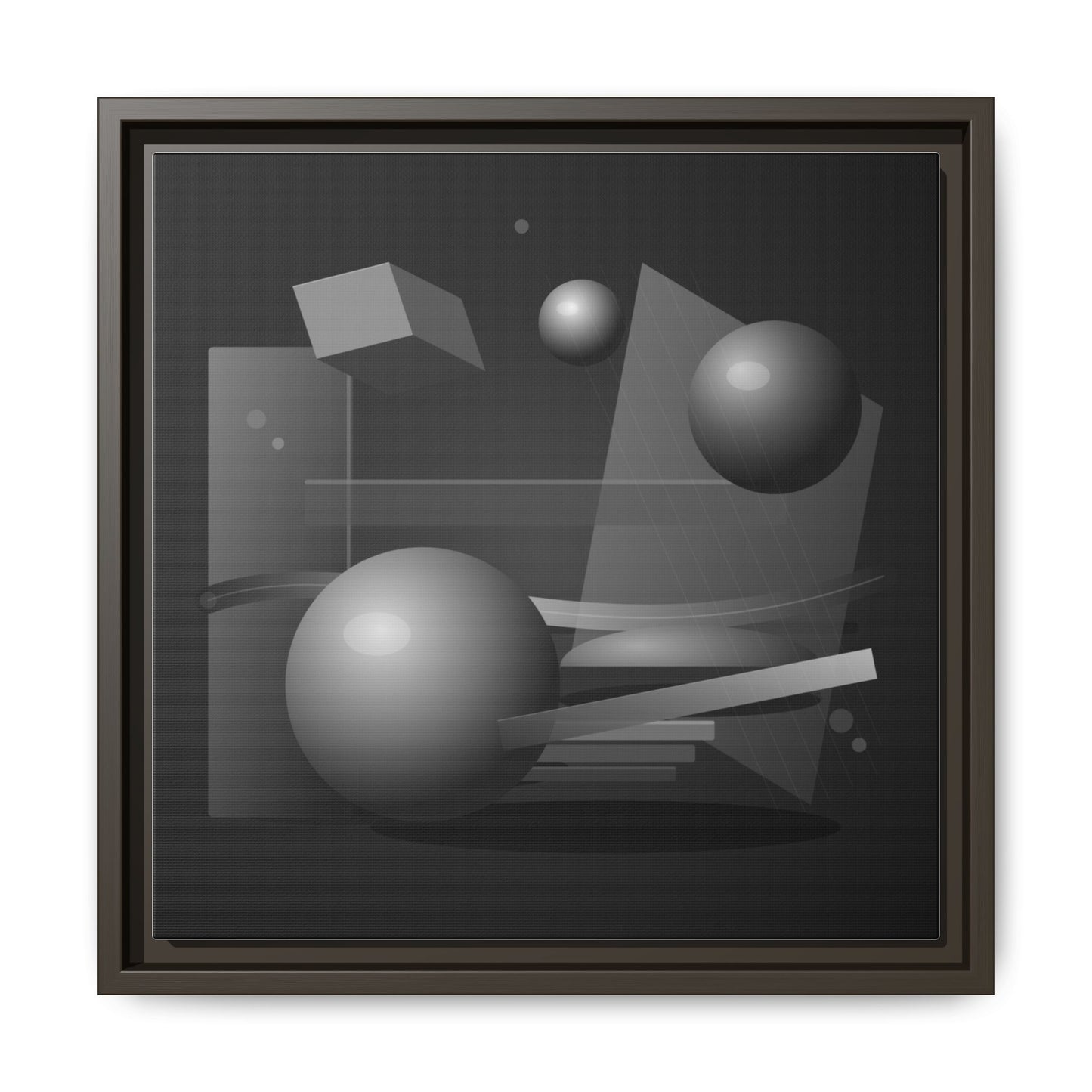 Monochrome Geometric Spheres Canvas Framed Wall Art | Matte Print
