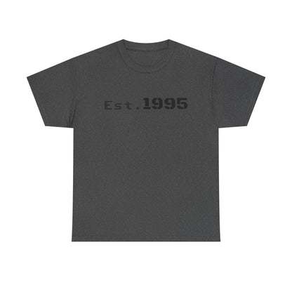 Vintage beige Est. 1995 T-shirt by Printify featuring minimalist design and birthday theme, perfect for casual wear.