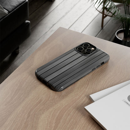 Ribbed metal texture iPhone phone case by Printify, tough protective cover with sleek metallic finish.