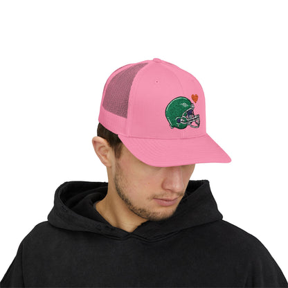 Snapback Trucker Cap with Football Heart Design - Perfect for Sports Fans, Gifts for Gamers, Casual Outings, Tailgating, and Team Spirit - TRV
