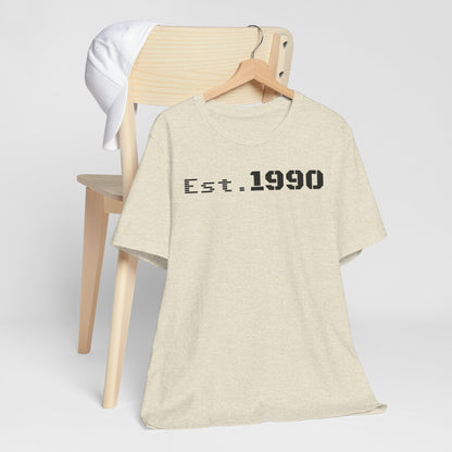 Unisex Est. 1990 Nostalgic Jersey Tee - Perfect Gift, Vintage Style, Retro Fashion, Birthday Celebration, Casual Wear - TRV