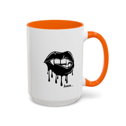 Black accent Dripping Bite coffee mug by Printify, 11oz or 15oz, with a unique dripping design visible on the ceramic mug.