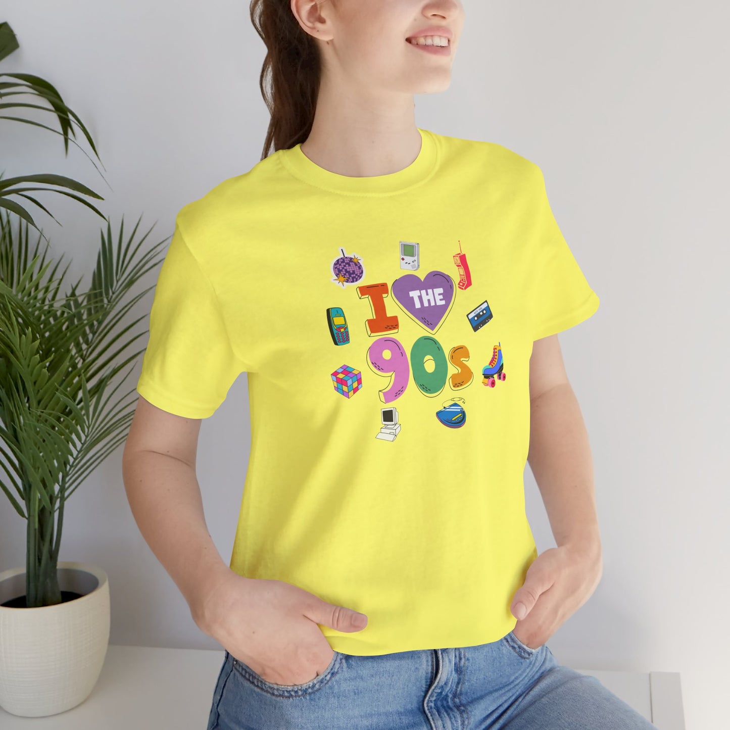 I  Love the 90's Short Sleeve Tee - Retro Graphic Tee, Vintage Style Shirt, Perfect for Casual Outings, 90s Nostalgia Apparel