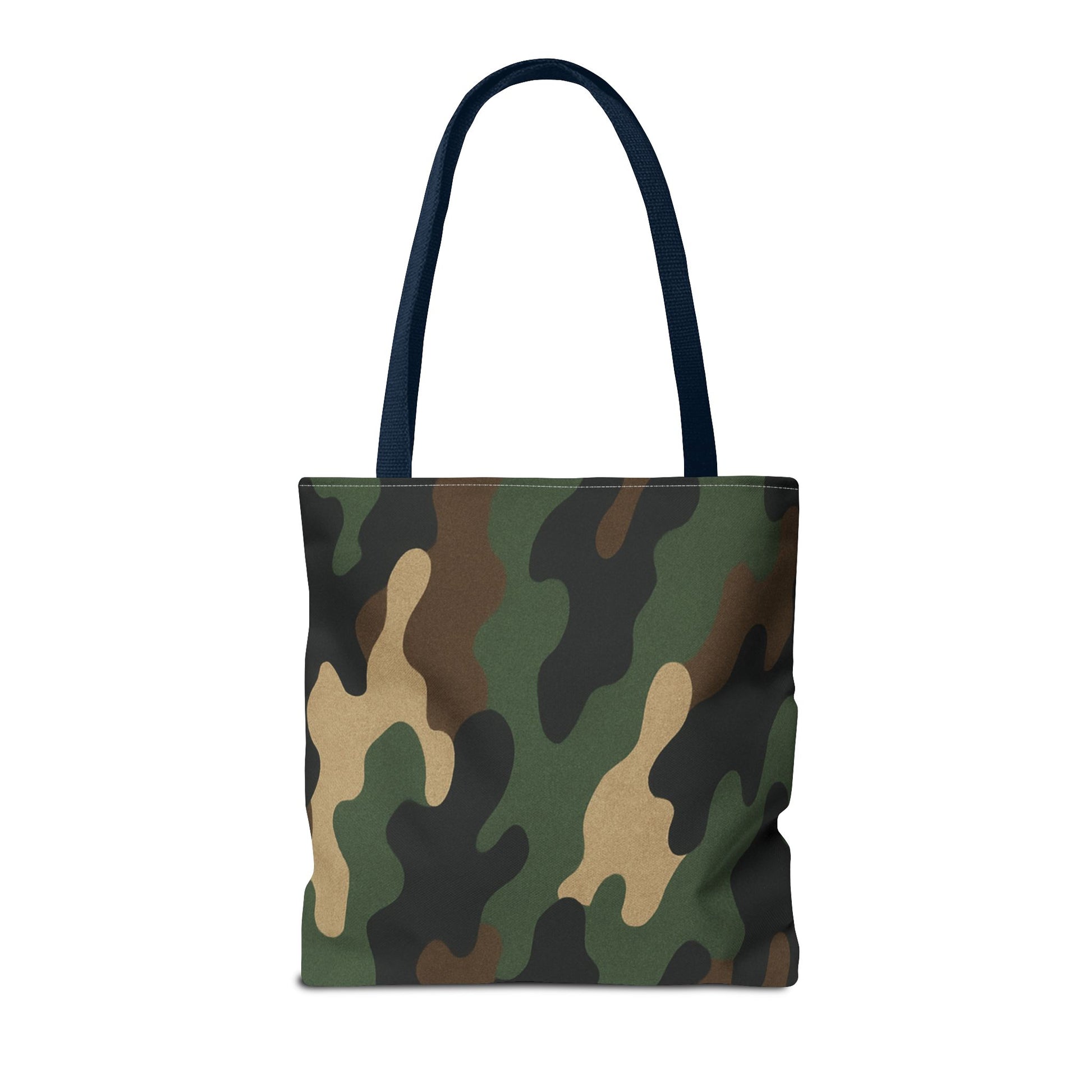 Camo pattern tote bag by Printify featuring all-over camouflage print on canvas, ideal for casual carrying and everyday use.