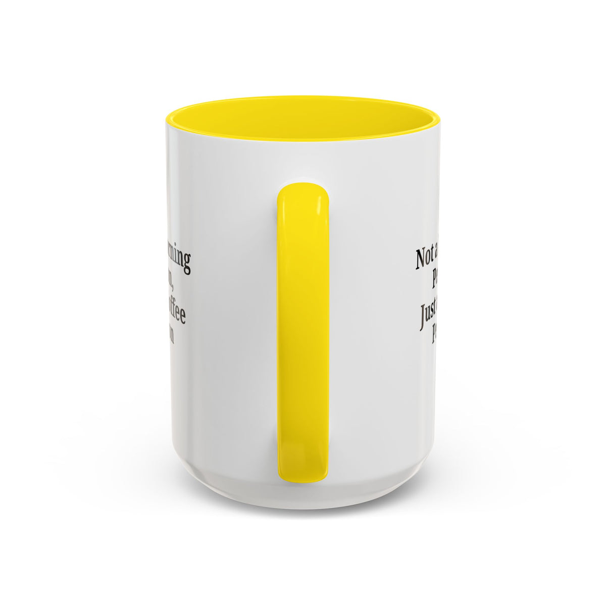 Ceramic coffee mug with "Not a Morning Person, Just a Coffee Person" quote in black text, ideal for morning beverage enjoyment.