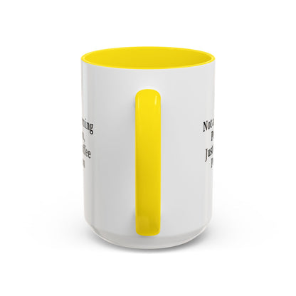 Ceramic coffee mug with "Not a Morning Person, Just a Coffee Person" quote in black text, ideal for morning beverage enjoyment.