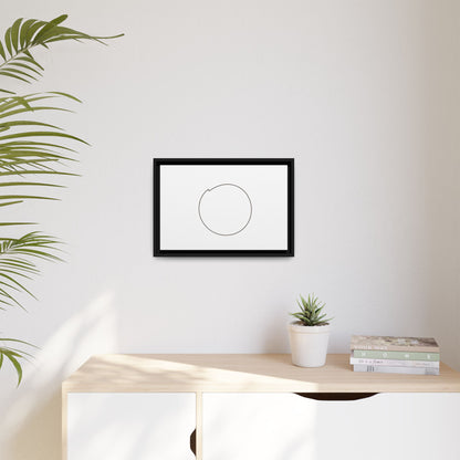 Framed matte canvas wall art featuring a minimal circular line design, ideal for modern home decor.