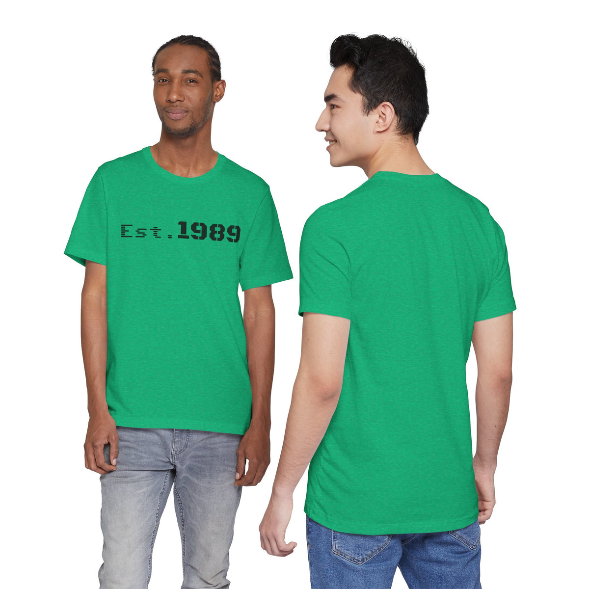 Vintage Est. 1989 graphic T-shirt by Printify, featuring a retro design celebrating the year born, casual unisex tee.