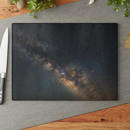 Milky Way Glass Cutting Board — Night Sky Decorative Kitchen Board