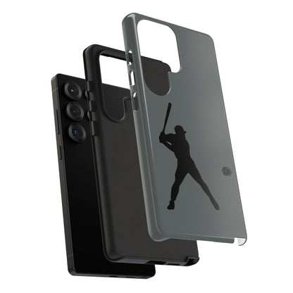 Black baseball silhouette tough phone case for iPhone, featuring sporty protective design by Printify.