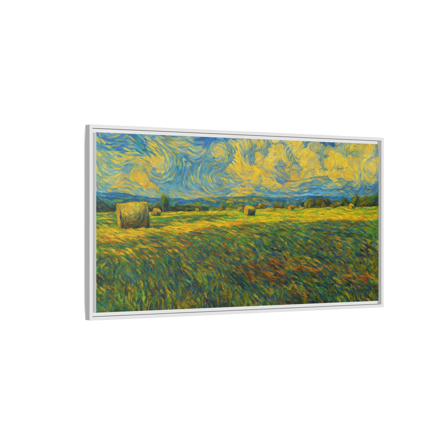 Framed multi-color landscape matte canvas print by Printify showing a scenic nature scene with vibrant colors and a sleek frame.