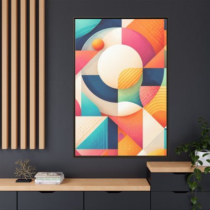 Colorful Geometric Abstract Art Matte Canvas Framed