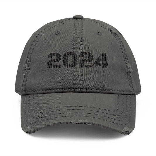Distressed Dad Hat with 2024 Embroidery, Vintage Style Cap, Casual Everyday Accessory, Gift for Dads, Stylish Headwear for Summer - TRV