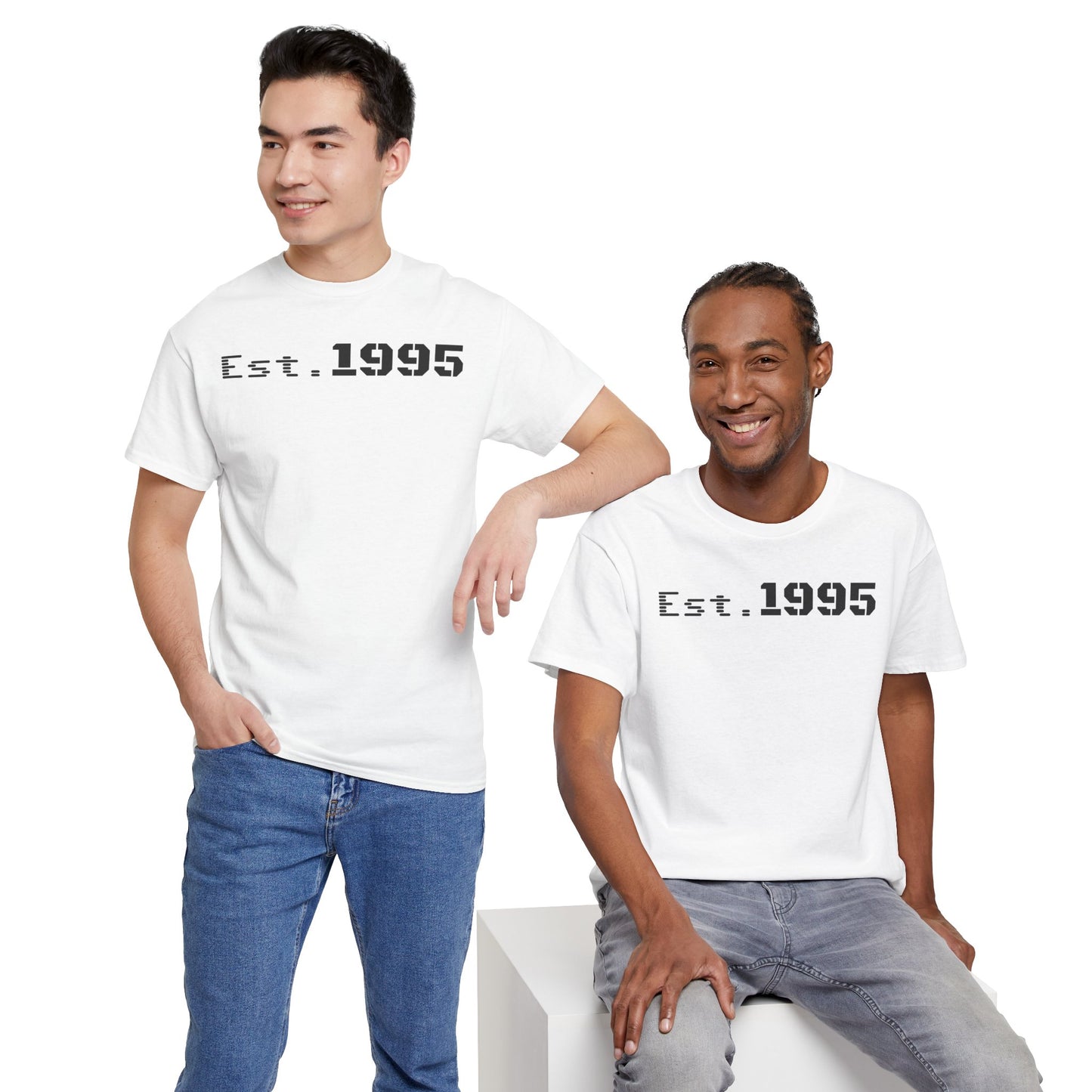 Unisex Heavy Cotton Tee - Est. 1995, Vintage Birthday Gift, Customizable Tee, Retro Unisex Shirt, Casual Everyday Wear