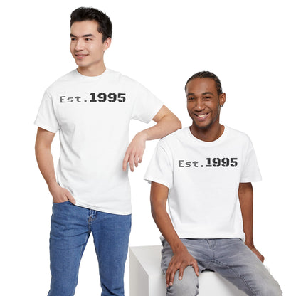 Unisex Heavy Cotton Tee - Est. 1995, Vintage Birthday Gift, Customizable Tee, Retro Unisex Shirt, Casual Everyday Wear