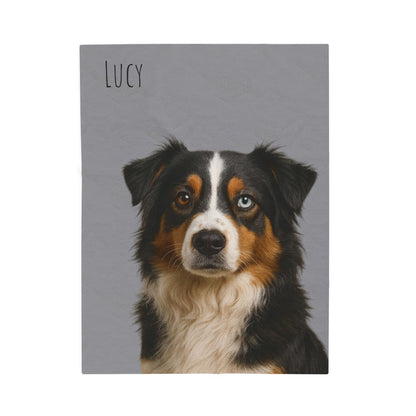 Personalized Aussie Dog Portrait Blanket | Velveteen Plush Blanket