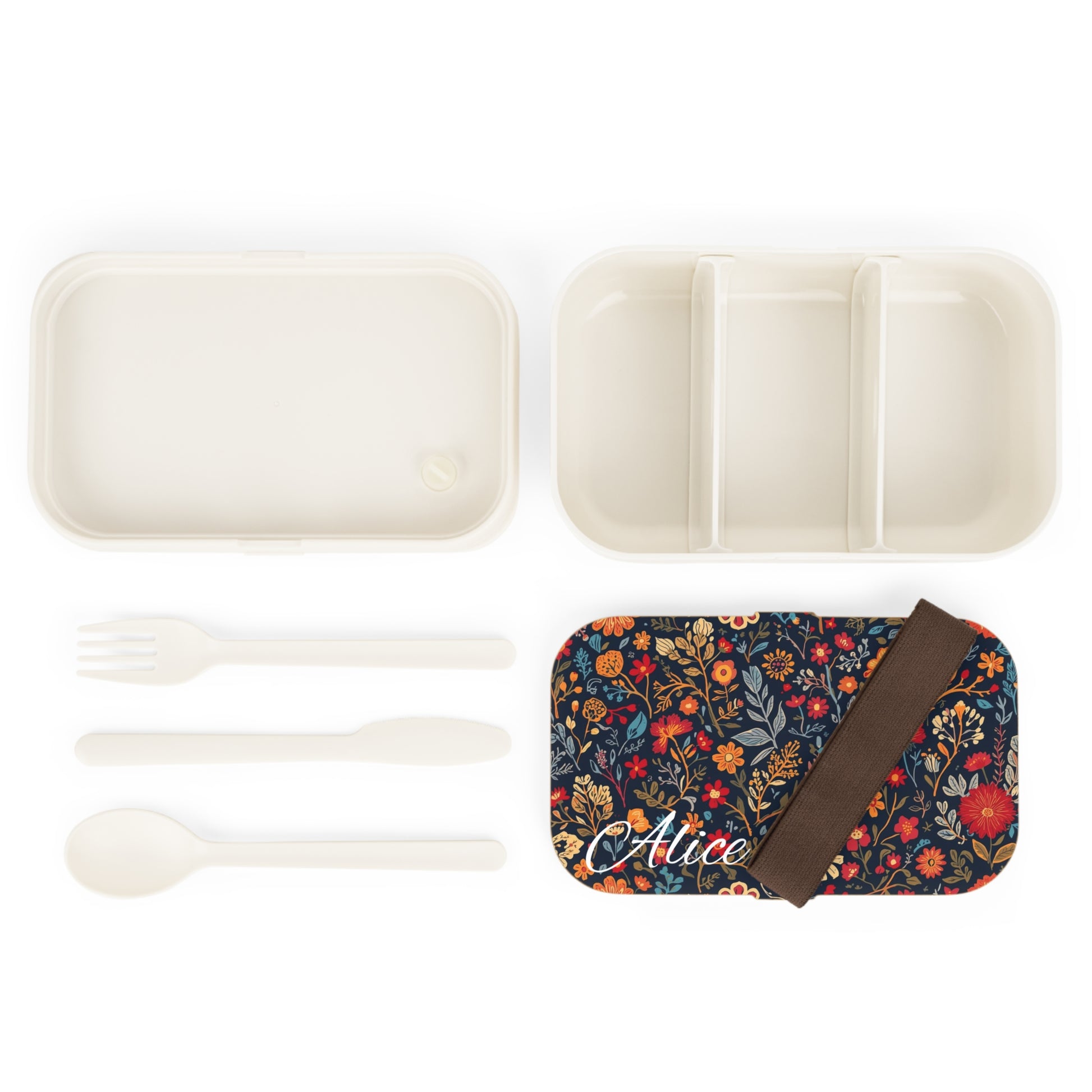 Floral Personalized Bento Lunch Box, Custom Meal Prep Container, School Lunch Idea, Eco-Friendly Snack Box, Gift for Kids, Cute Food Storage - TRV