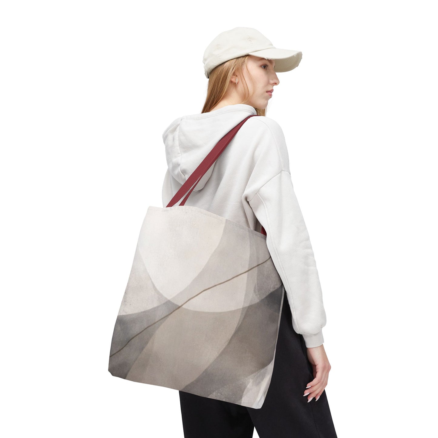Neutral Abstract Watercolor Waves Tote Bag | All-Over Print