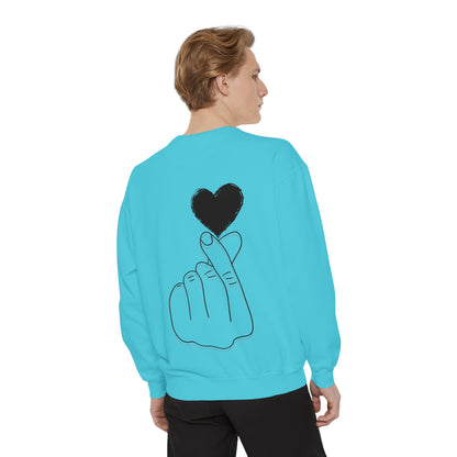 Unisex Garment-Dyed Sweatshirt with Heart Design - Cozy & Stylish