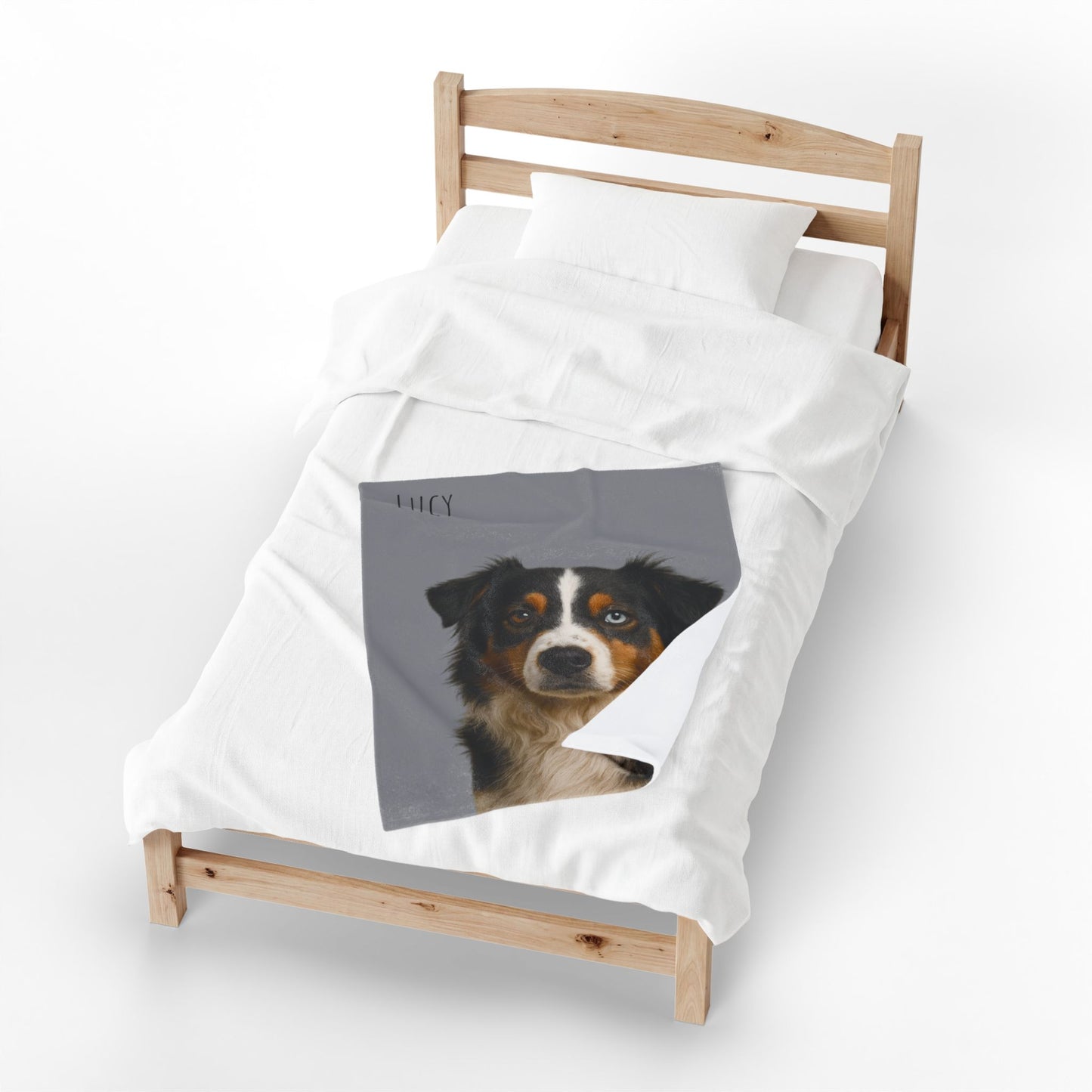Personalized Aussie Dog Portrait Blanket | Velveteen Plush Blanket